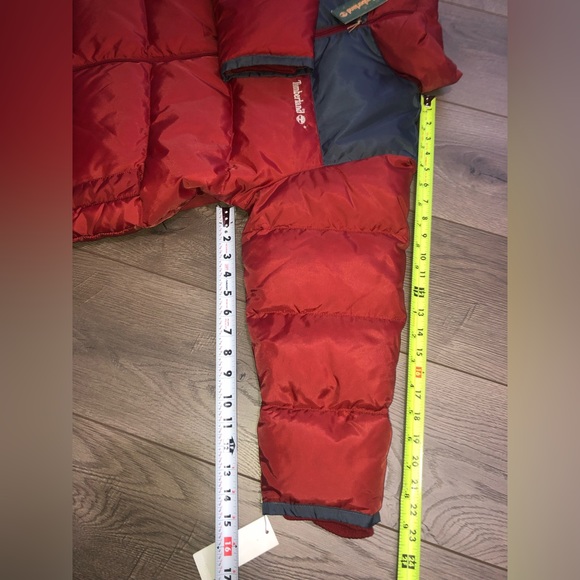 NWT Timberland mens Down Puffer Jacket size S Brick Red Stitched Tree logo - Picture 10 of 16